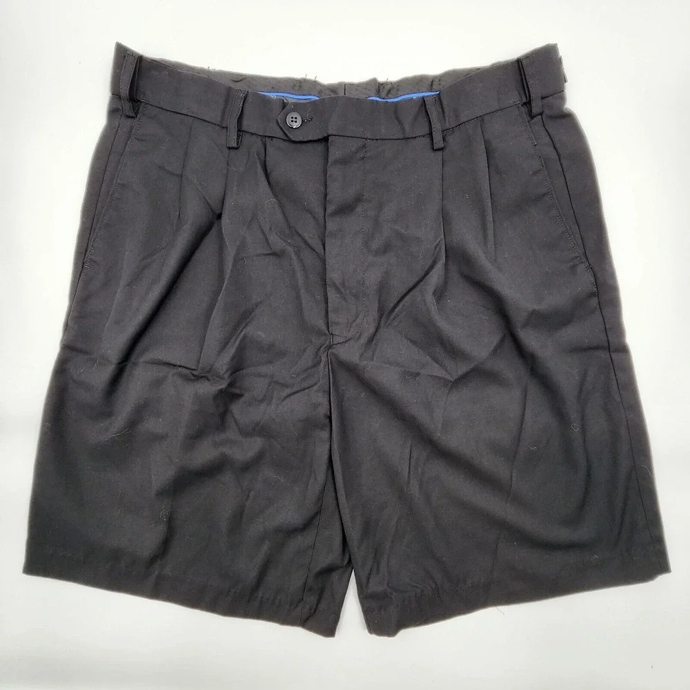 Bocaccio Golf Men's 36 Pleated Front Shorts‎ Super 120's Black Rayon/poly